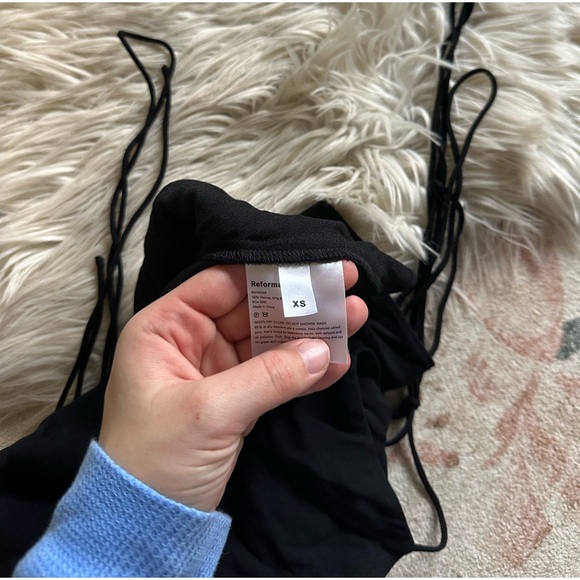 REFORMATION Leah Cowl Neck Top In Black - Picture 7 of 7